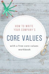 how to write your company's core values, plus a workbook