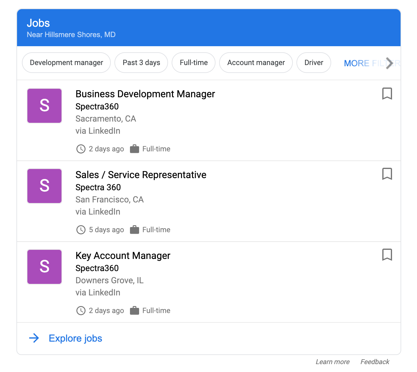 spectra 360 google jobs page